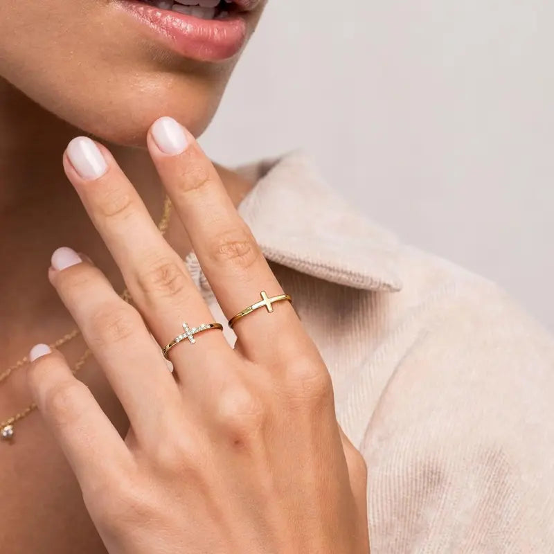 Sparkle & Serene Cross Ring 2-Piece Set
